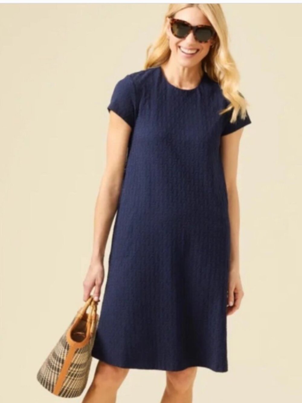 J. McLaughlin Navy Catalina Short Sleeve Swing Dress - Size XL